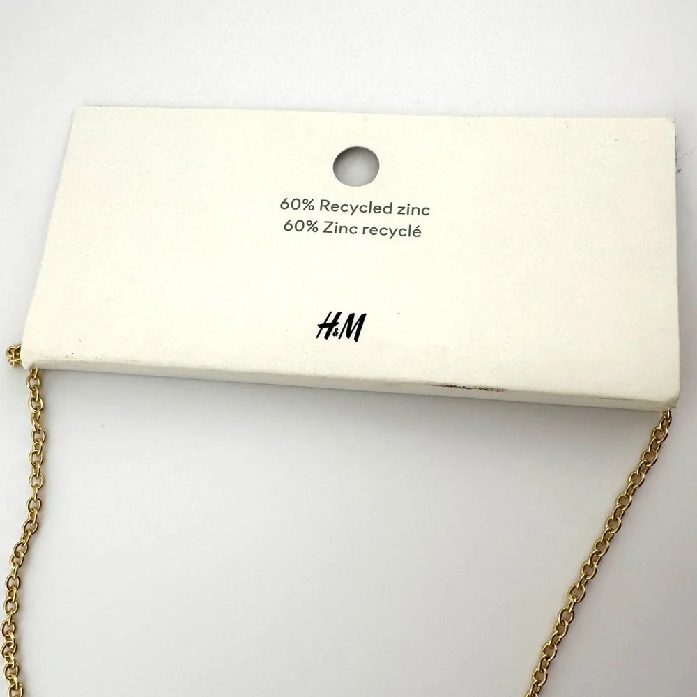 H&M‎ Amber Beaded Tassel Necklace Gold Tone Statement Necklace NWT